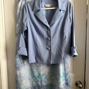 VTG Dressbarn Women’s Blazer & Floral Lilac & Blue Skirt Set Size XL